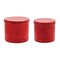 Melrose Scalloped Metal Round Container with Lid - 5.75" - Red - Set of 2